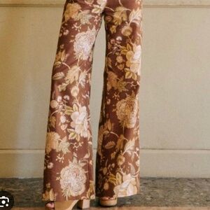 Sezane floral linen pant set